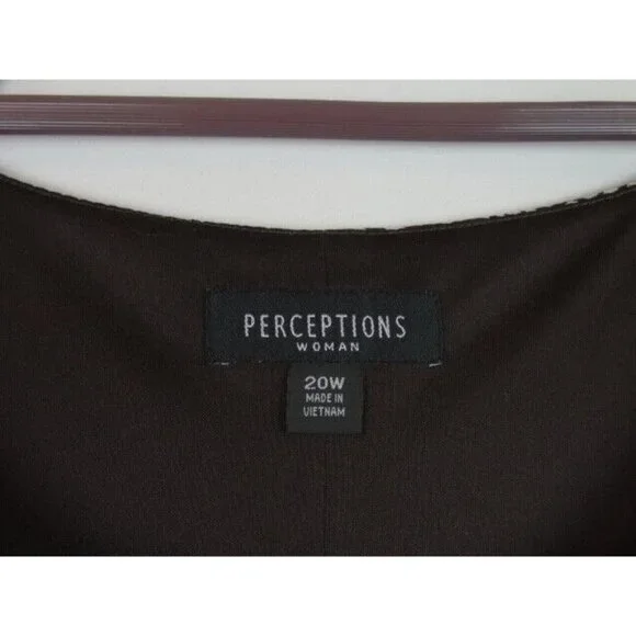 Perceptions Women's Dress Plus Size 20W Brown & White Sleeveless Midi Dress - Picture 5 of 8